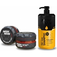 Nishman 09 Saç Şekillendirici Ultra Sert Parlak Wax 150 ml x 5 Adet/ + 1250 ml Tuzsuz Şampuan Hediye