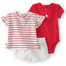 Carter's Kız Bebek 3'lü Tişört Şort Takım Nar Çiçeği 1U528810