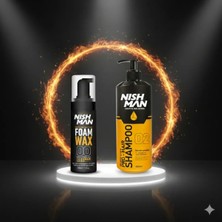 Nishman 150 ml x 3 Adet Saç Şekillendirici Köpük Wax ve 400 ml Tuzsuz Şampuan Hediye Seti