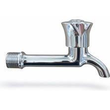 Çeviksu Çiçek Model Uzun Tip Pirinç Musluk 1/2'' Krom Kaplama Bahçe Balkon Su Musluğu