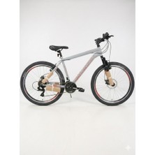 Salcano Lion 27,5 Md 21 Vites Mekanik Disk Fren Dağ Bisikleti (Açık Gri / Kırmızı / Beyaz)