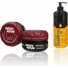 Nishman M3 Mat Görünümlü Saç Şekillendirici Mat Wax x 3 Adet/ + 400 ml Tuzsuz Şampuan Hediye