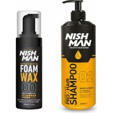 Nishman Saç Şekillendirici Köpük Wax Hacim Verici - 150 ml 3 Adet/ + 400 ml Tuzsuz Şampuan Hediye