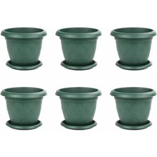 Omnipazar SO-D005 Damla Desen Tabaklı Saksı Takımı 3.4 Litre No:5 Yeşil 6 Adet
