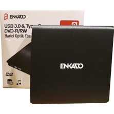 AK-SA-STR Enkado EKD-UDVD120 Type-C - USB 3.0 Dvd-R-Cd-R-Rw- Dvd-Rw Ultra Slim Harici Optik Yazıcı Siyah