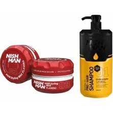 Nishman 03 Saç Şekillendirici Ultra Sert Parlak Wax 150 ml x 5 Adet/ + 1250 ml Tuzsuz Şampuan Hediye