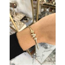 Güneş Takı Harf Detaylı Taşlı Yılan Sırtı Model Bileklik ( A Harfi) Kararmaz