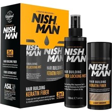 Nishman Saç Dolgunşatırıcı Keratinli Fiber ( Black ) + Sabitleyici Sprey Set