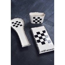 3’lü Dama Desenli Mutfak Seti: Kaşıklık, Kaşık Altlığı, Süngerlik, Yağdanlık Altlığı