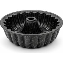 GRANİTLE İLERİ DÖNÜŞÜM 25 cm Klasik Kek Kalıbı.siyah Granit Kaplama Yanmaz Yapışmaz Kek Kalıbı 9 cm Yükseklik, 5 mm Kalınlık