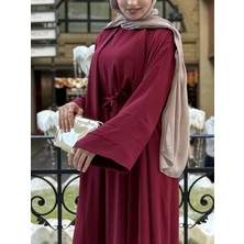 Ikili Abaya Takım Krep Kumaş Jile Elbise Kaftan Kuşak