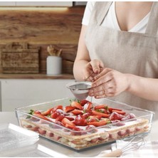 Premium Büyük Kare Borcam Fırın Kabı, 4100 Cc, Dayanıklı ve Şık Tasarım