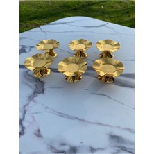 6'lı Dalga Desenli Gold Kahve Yanı Lokumluk ve Makaronluk Seti