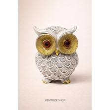 Ventoze Dekoratif Büyük Boy Baykuş Biblo Antik Tasarım Polyester Heykel Ofis ve Ev Aksesuarı Hediyelik