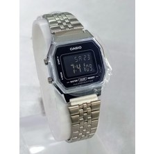 Casio Çelik Kordonlu, Dijital, Alarm, Kronometreli, Işıklı, Su Geçirmez, 2 Yıl Garantili Kadın Kol Saati