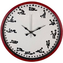 Ss Sexotic Shop Kamasutra Temalı (Pozizyonlu) Duvar Saati Kırmızı
