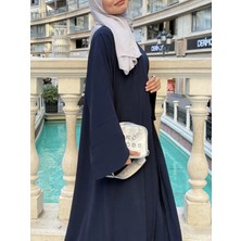 Ikili Abaya Takım Krep Kumaş Jile Elbise Kaftan Kuşak
