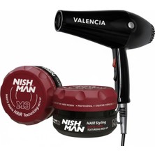 Nishman M3 Saç Şekillendirici Mat Wax 1oo ml x 10 Adet + Valencıa Fön Makinası Hediye