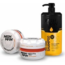 Nishman 06 Saç Şekillendirici Ultra Sert Parlak Wax 150 ml x 5 Adet/ + 1250 ml Tuzsuz Şampuan Hediye