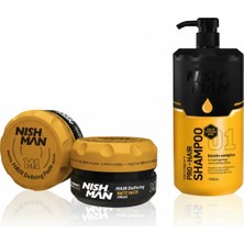 Nishman M1 Argan Özlü Mat Görünümlü Wax 100 ml x 5 Adet/+ 1250 ml Tuzsuz Şampuan Hediye