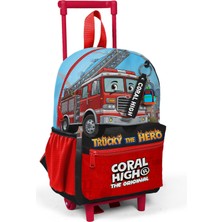 Coral High Minik Yuva Çekçekli Sırt Çantası  Kırmızı Mavi Itfafiye Desenli Iki Bölmeli 34026
