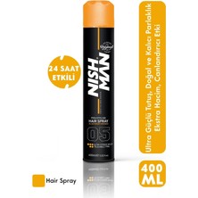 Nishman 05 Saç Şekillendirici Sprey 400 ml Ultra Tutuş ile Ekstra Hacim ve Kalıcılık