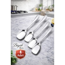 4'lü Lüx Paslanmaz Çelik Servis Kaşığı Seti, Büyük Boy