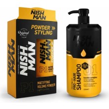 Nishman Saç Şekillendirici Toz Wax P1 / 20 gr x 5 Adet/ + 1250 ml Tuzsuz Şampuan Hediye
