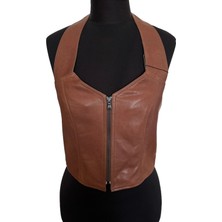 Asus Deri- Melina - Hakiki Deri Kadın Büstiyer - Kahverengi