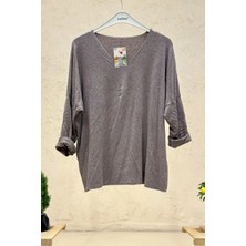 Sahnemoda V Yaka Uzun Kol Ithal Yumoş Bluz