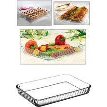 Dikdörtgen Borcam Tepsi, Dayanıklı ve Şık, Fırın ve Bulaşık Makinesi Uyumlu