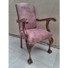 Sandalye Berjer Bengi 90619 Model Aslan Ayak  Oymalı Gölge Desen Ceviz Boyalı 1 Adet