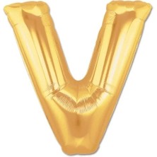 Easera Ticaret V Harf Folyo Balon Altın Renk 40 Inç