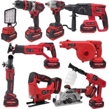 Haktaş HKT1030 Yeni Nesil Kırmızı 10LU Kömürsüz Akülü Makine Seti 21V3AH (Kırıcı Delici,somun Sıkma,vidalama, LED Işık, Avuç Taşlama,dekupaj,hava Üfleme,araç Yıkama, Tilki Kuyruğu Testere,sunda Kesme)