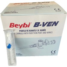 Beybi Kanatlı ve Enjeksiyon Portlu Mavi Kanül (22G-25MM)100 Adet