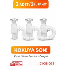 Kokuya Son Gama Esnek Lavabo Sifonu 3’lü Paket – Q32 Çıkış – Yerli Üretim