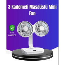 Rory 720° Döner Çift Taraflı Masaüstü Vantilatör – USB Şarjlı Sessiz Fan