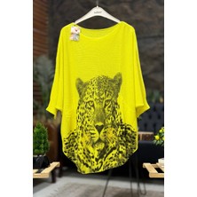 Sahnemoda Kaplan Baskı Yarasa Merserize Bluz