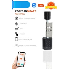 Koresan Tuya Kl2 Model Parmak Izi, Şifreli ve Uygulamalı Akıllı Kapı Kilidi