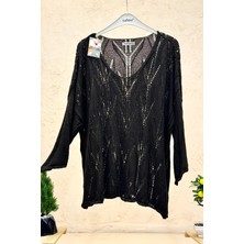 Sahnemoda Ajurlu V Yaka Yarasa Merserize Bluz