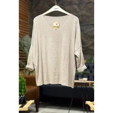 Sahnemoda V Yaka Uzun Kol Ithal Yumoş Bluz