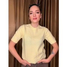 Ali Butik Sarı Pullu Simli Kısa Kol Triko