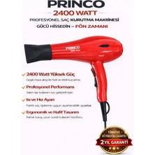 Princo Profesyonel Fön, Şekillendirici ve Saç Kurutma Makinası 2400 W Kırmızı PR-925