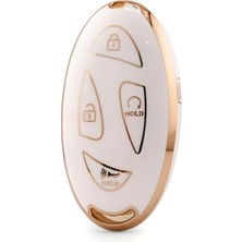 Autohan Keys Hyundai Yeni Tucson Ioniq Kona 5 Buton Nano Anahtar Kılıfı Beyaz Gold Renk