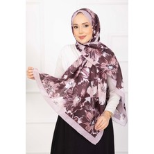 ECN Floral Çiçek Desenli Şal Serisi Pudra Bordo