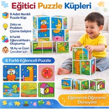 Nunu Eğitici Bebek Oyuncağı Puzzle Küpleri 9 Parça Zeka Geliştirici Puzzle Blok Seti 18 Ay+