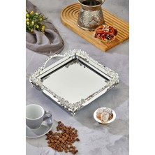 Gül Serisi Metal Sunum Tepsisi Gümüş Aksesuarlar Için Şık Sunum Platformu