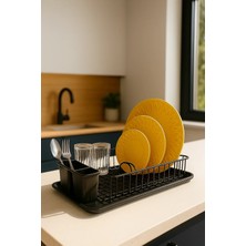 Pratik ve Şık Tezgah Üstü Metal Bulaşık Kurutmalık, 1 Katlı, Tepsili ve Kaşıklıklı