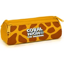 Coral High Kids Sarı Zürafa Desenli Üç Bölmeli Kalem Çantası 31062