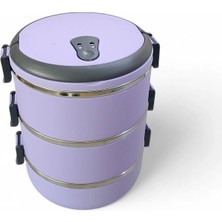 Russet 3 Katlı Vakumlu Yemek Termosu 3lü Sefer Tası Freshbox Serisi Mor Renk